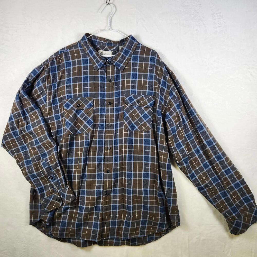 California Shirt‎ Co Plaid Flannel Shirt Brown Size 3XL